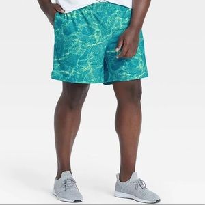 All in Motion Men's Printed Any Sport Shorts Turquoise XXL